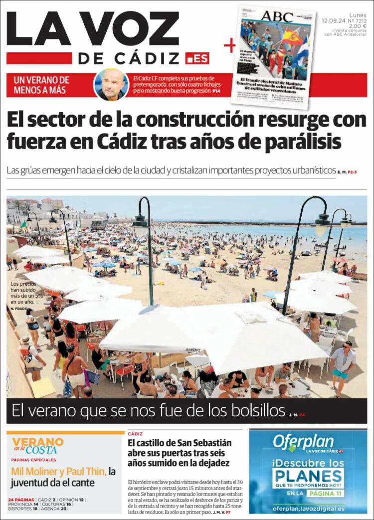 Portada de La Voz de Cádiz (España)