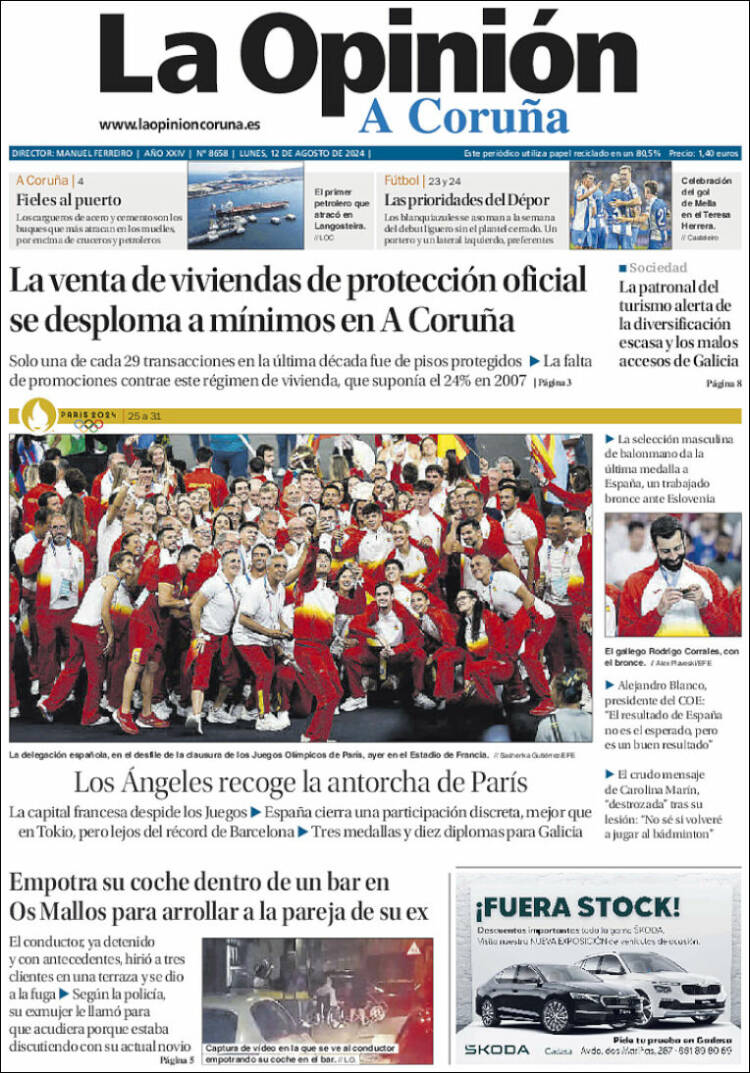 Portada de La Opinión de A Coruña (España)