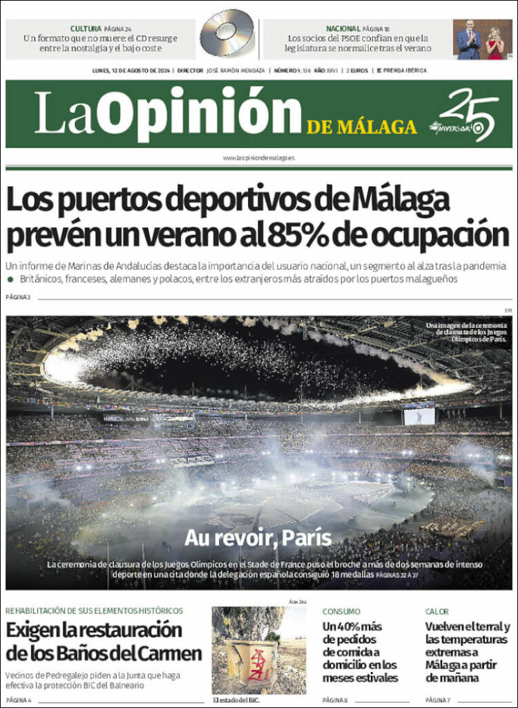 Portada de La Opinión de Málaga (España)