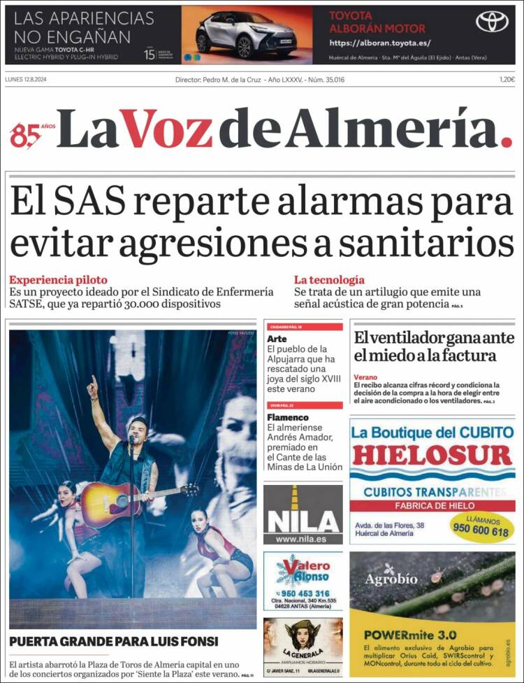 Portada de La Voz de Almería (España)