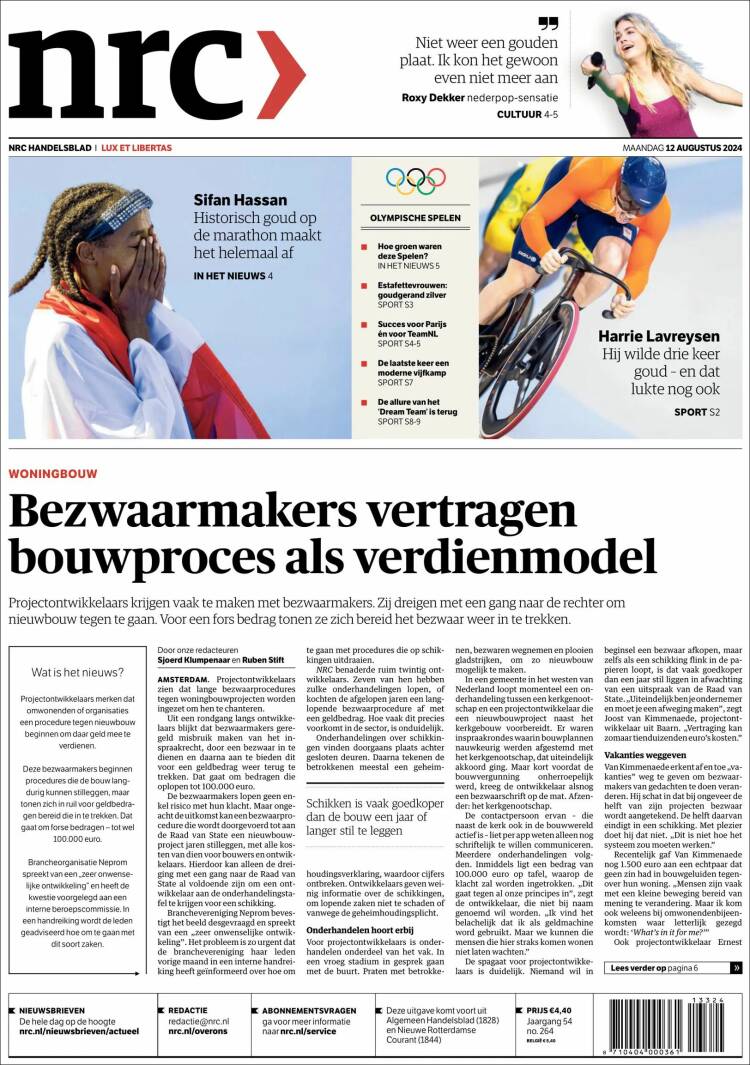 Portada de NRC Handelsblad (Pays-Bas)