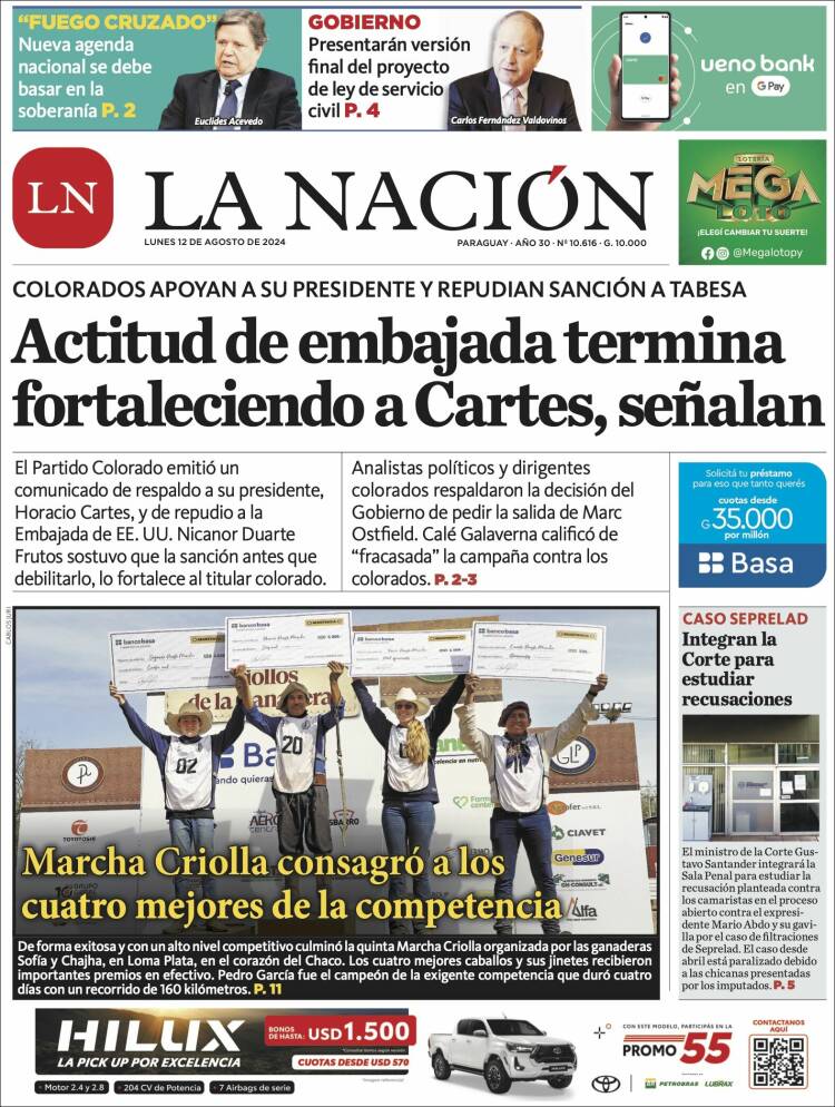 Portada de La Nación (Paraguay)