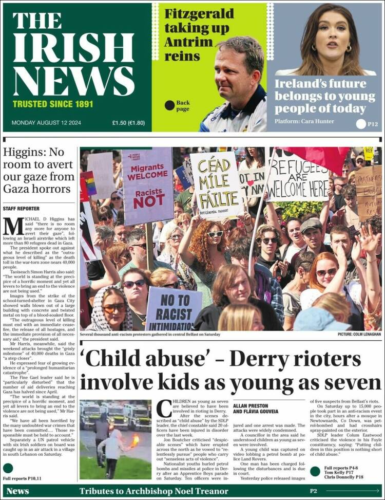 Portada de Irish News (Reino Unido)