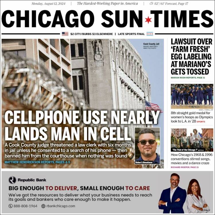 Portada de Chicago Sun-Times (USA)