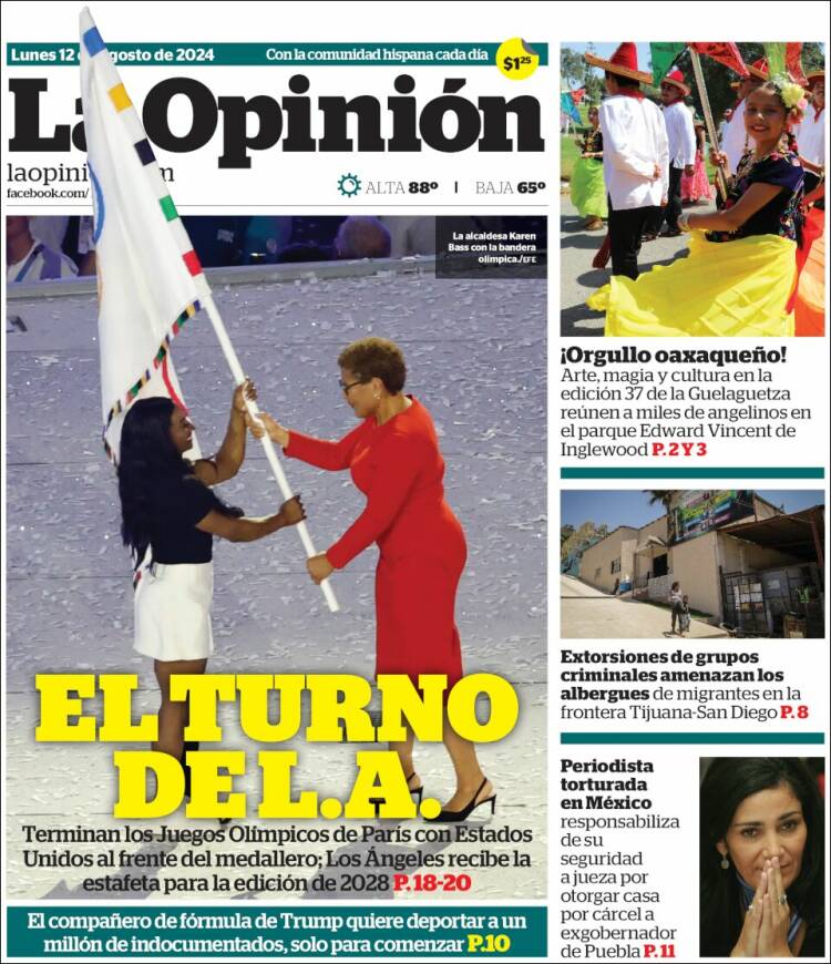 Portada de La Opinión (USA)