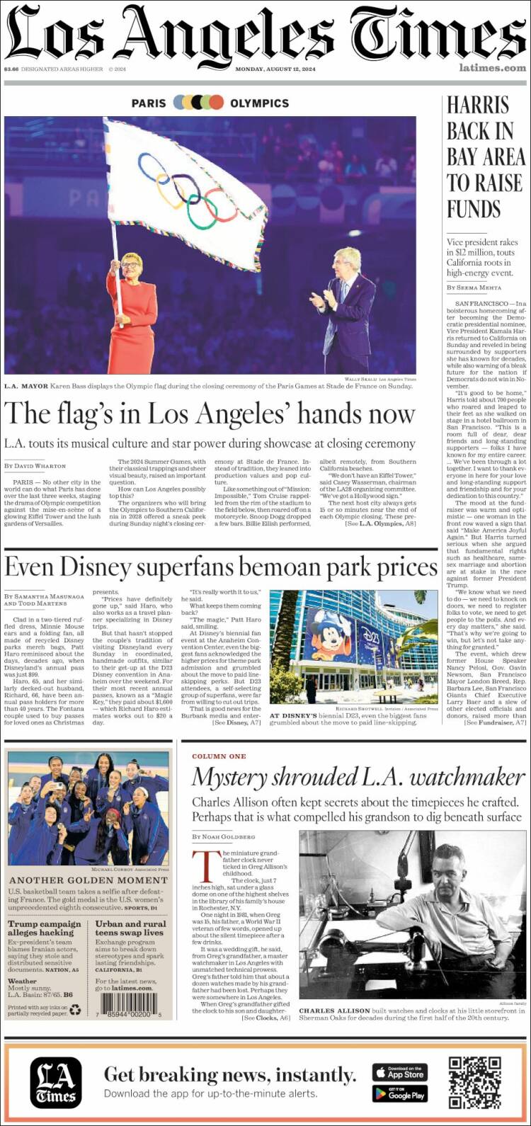 Portada de Los Angeles Times (USA)