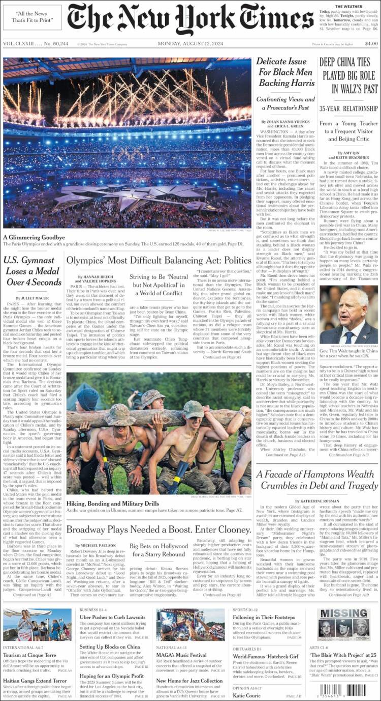 Portada de New York Times (USA)