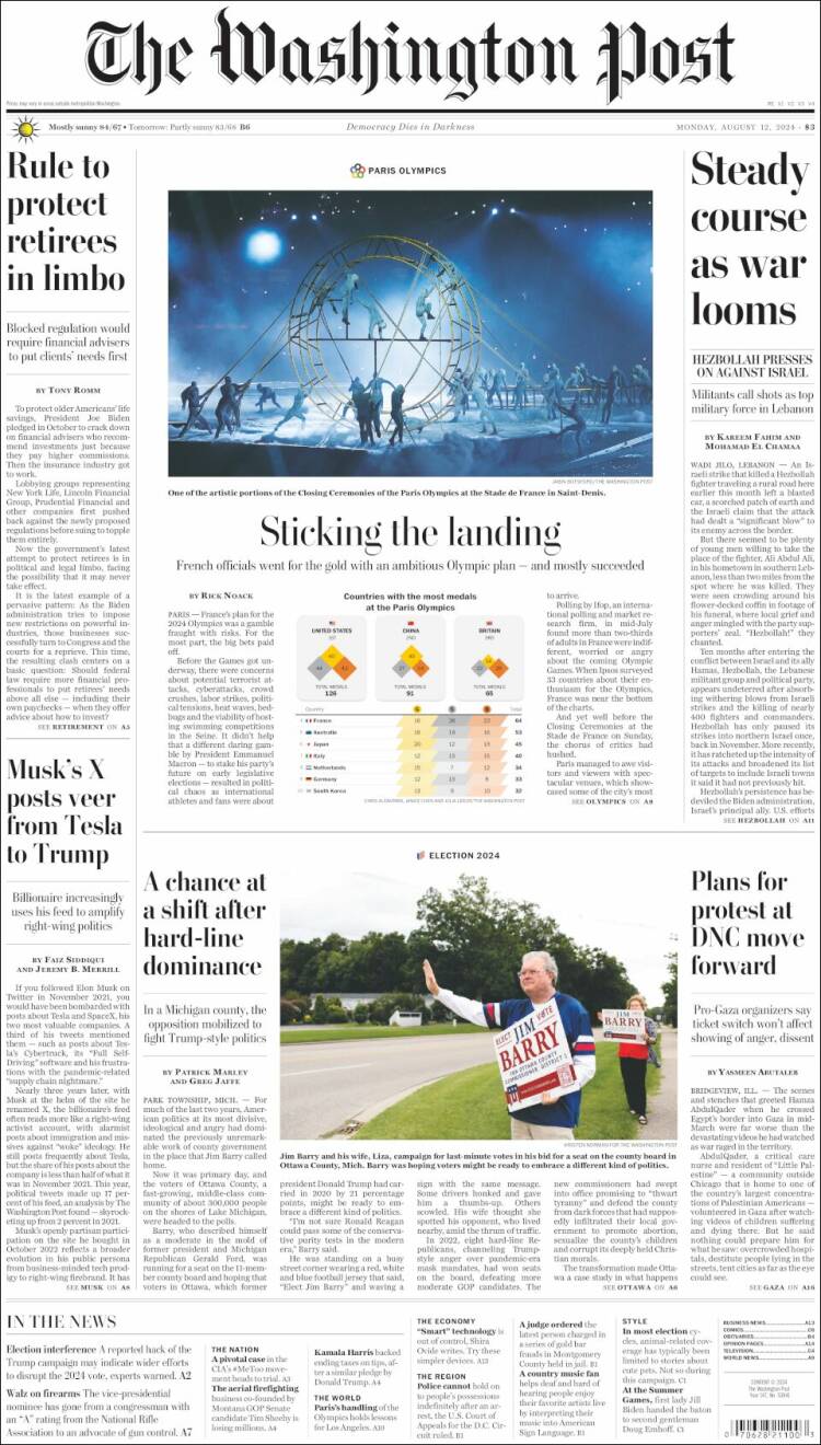 Portada de The Washington Post (USA)