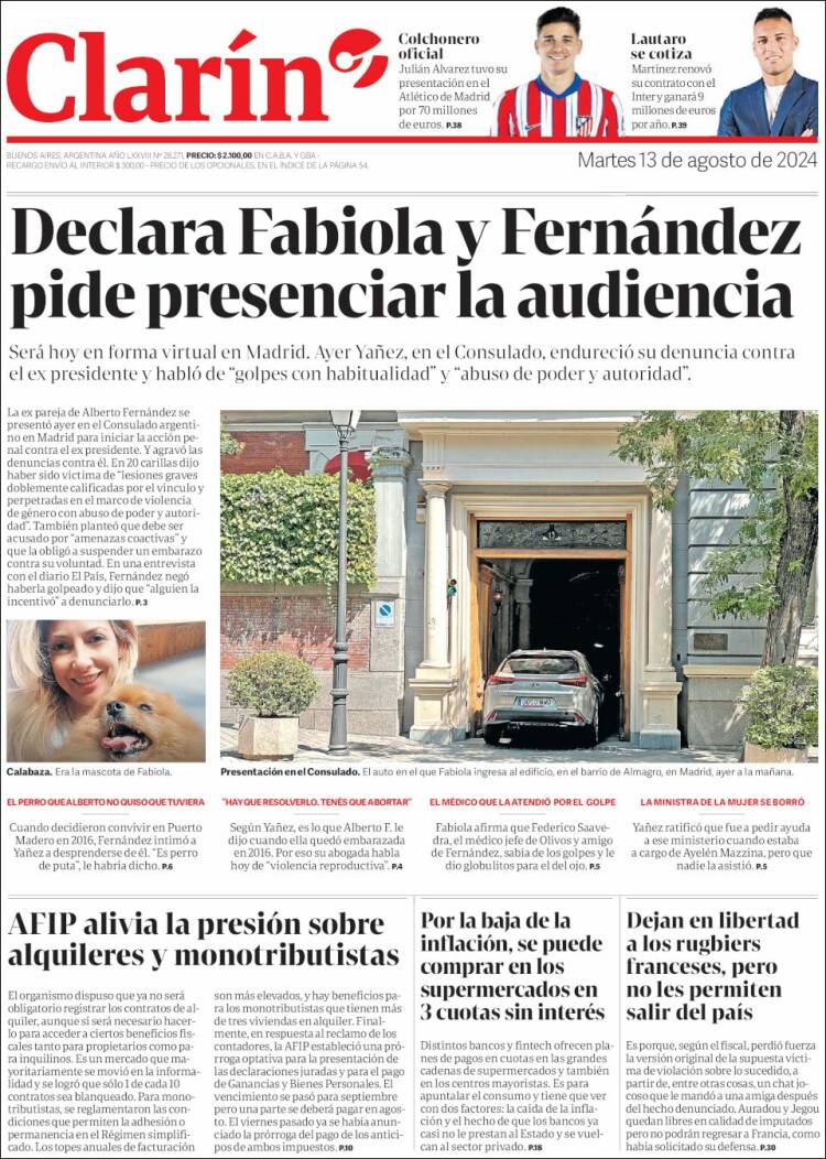 Portada de Clarín (Argentina)