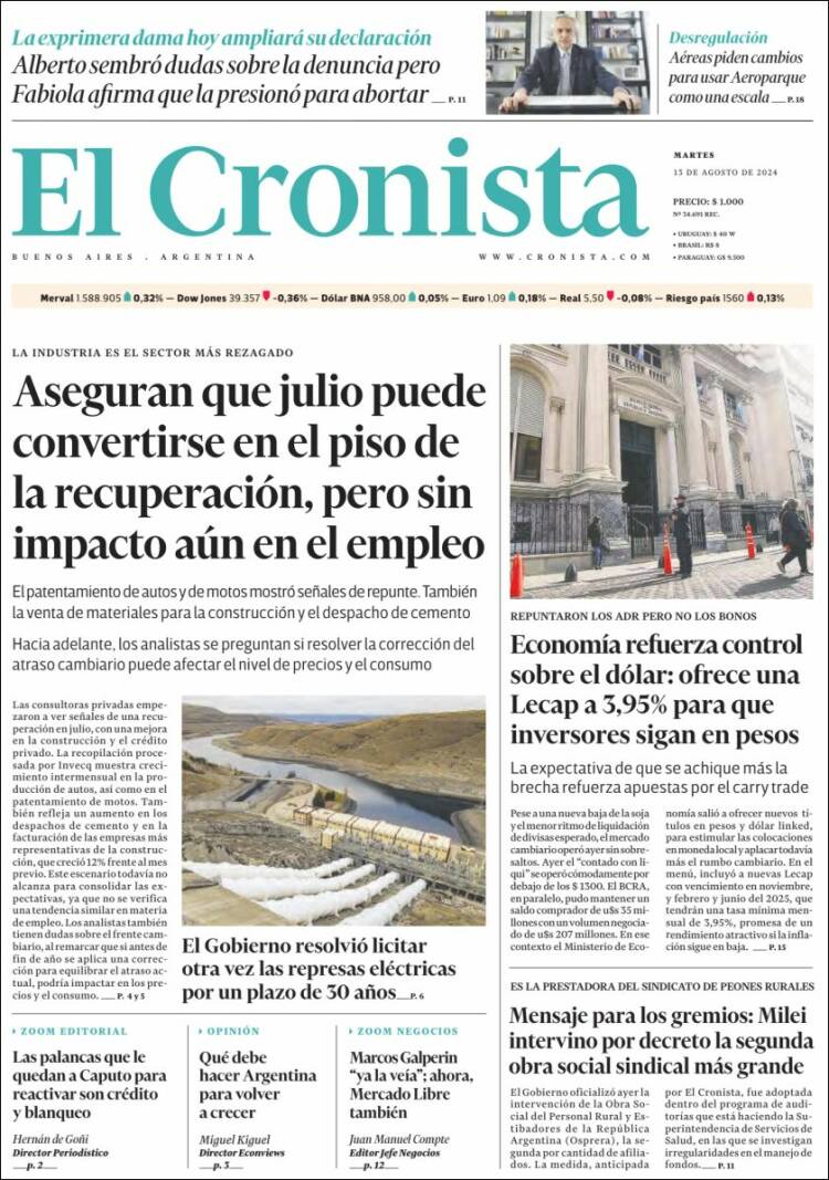 Portada de El Cronista Comercial (Argentina)