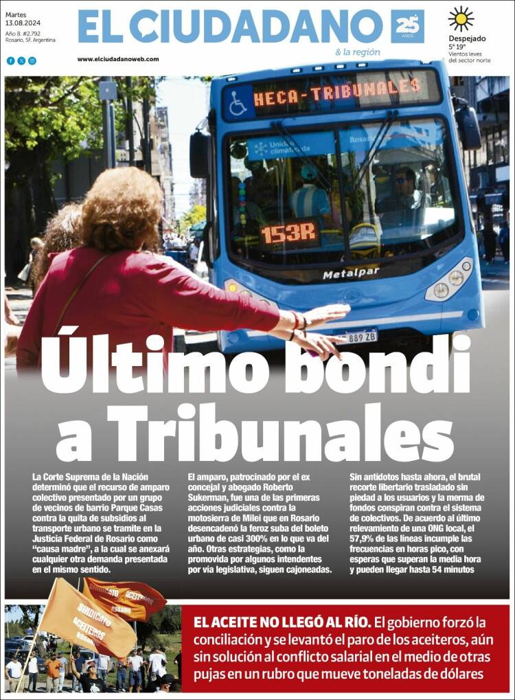 Portada de Diario El Ciudadano (Argentina)