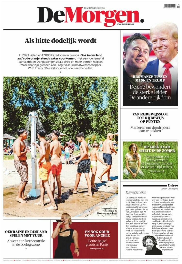 Portada de De Morgen (Bélgica)