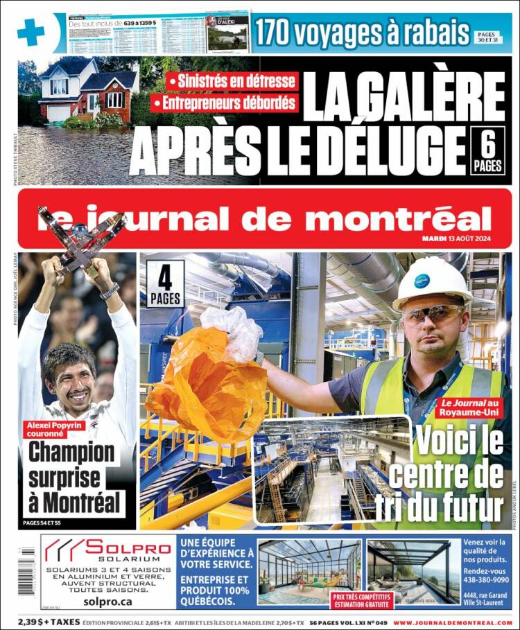 Portada de Le Journal de Montréal (Canadá)