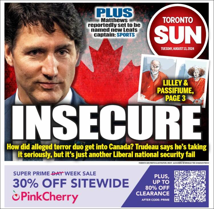 Portada de The Toronto Sun (Canadá)