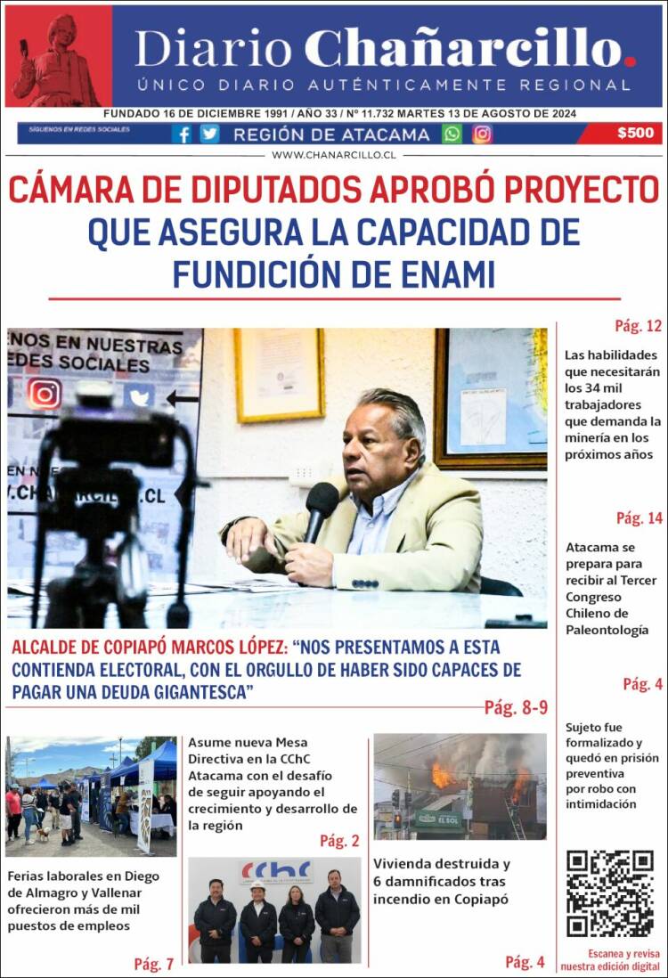 Portada de Diario Chañarcillo (Chile)