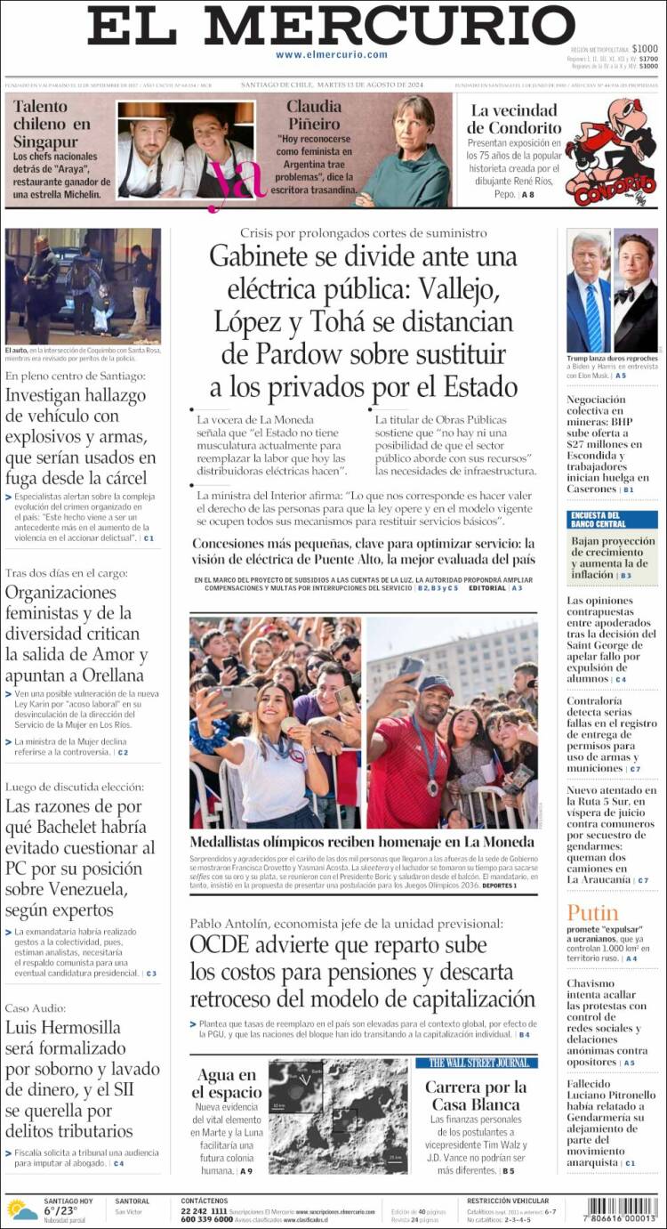 Portada de El Mercurio (Chile)