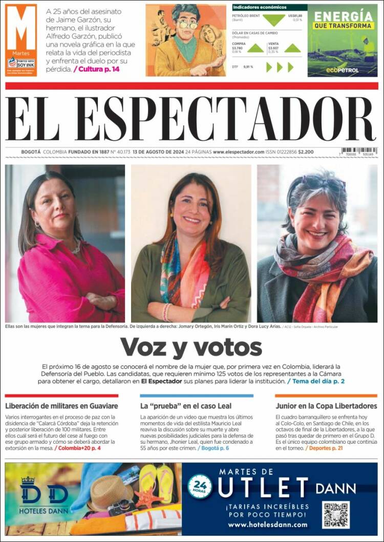 Portada de El Espectador (Colombia)