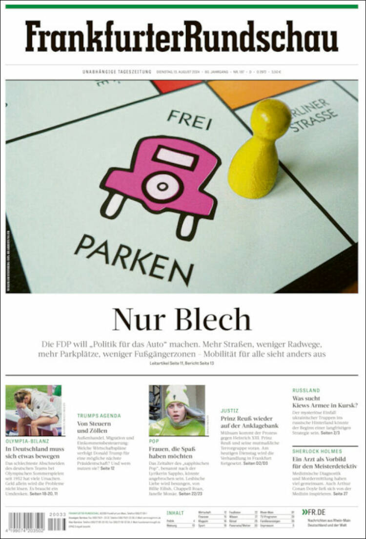 Portada de Frankfurter Rundschau (Alemania)