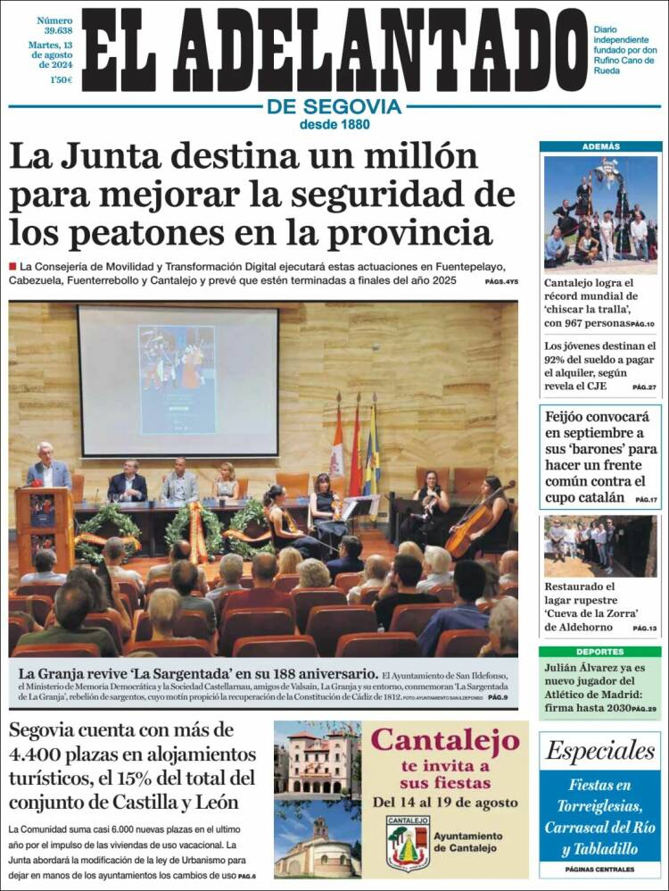 Portada de El Adelantado de Segovia (España)