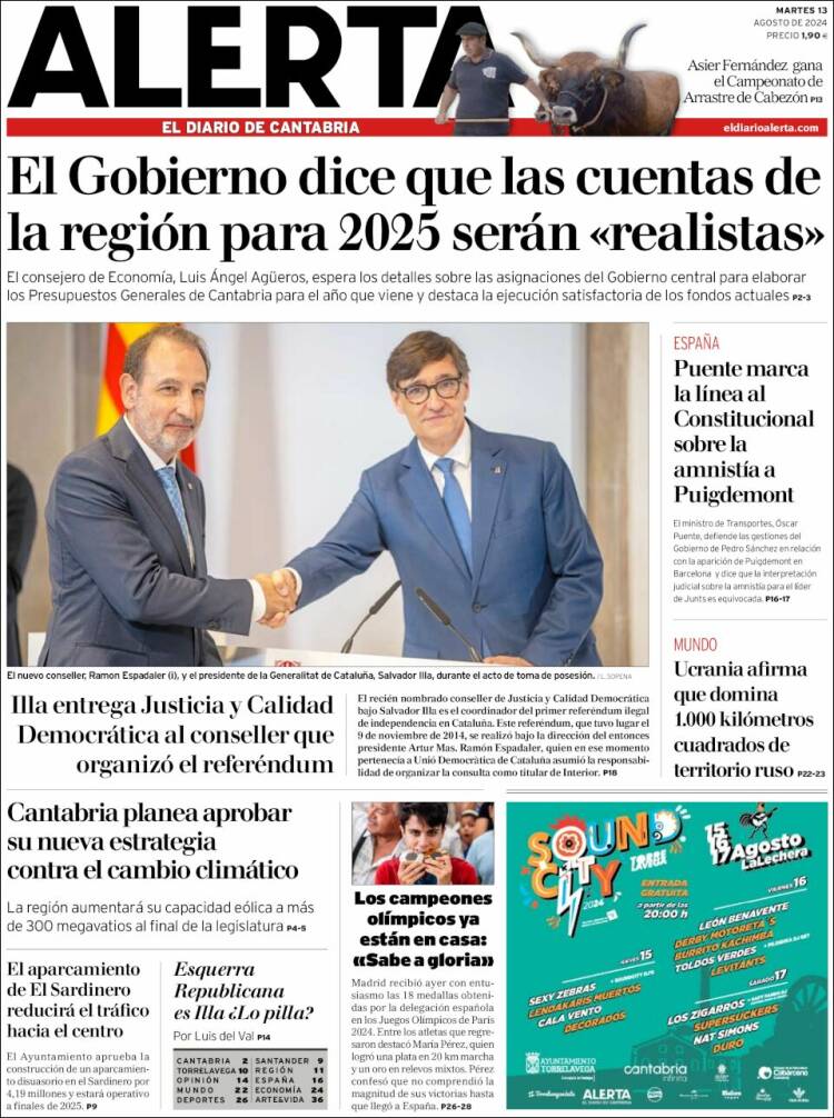 Portada de Alerta - El Diario de Cantabria (España)