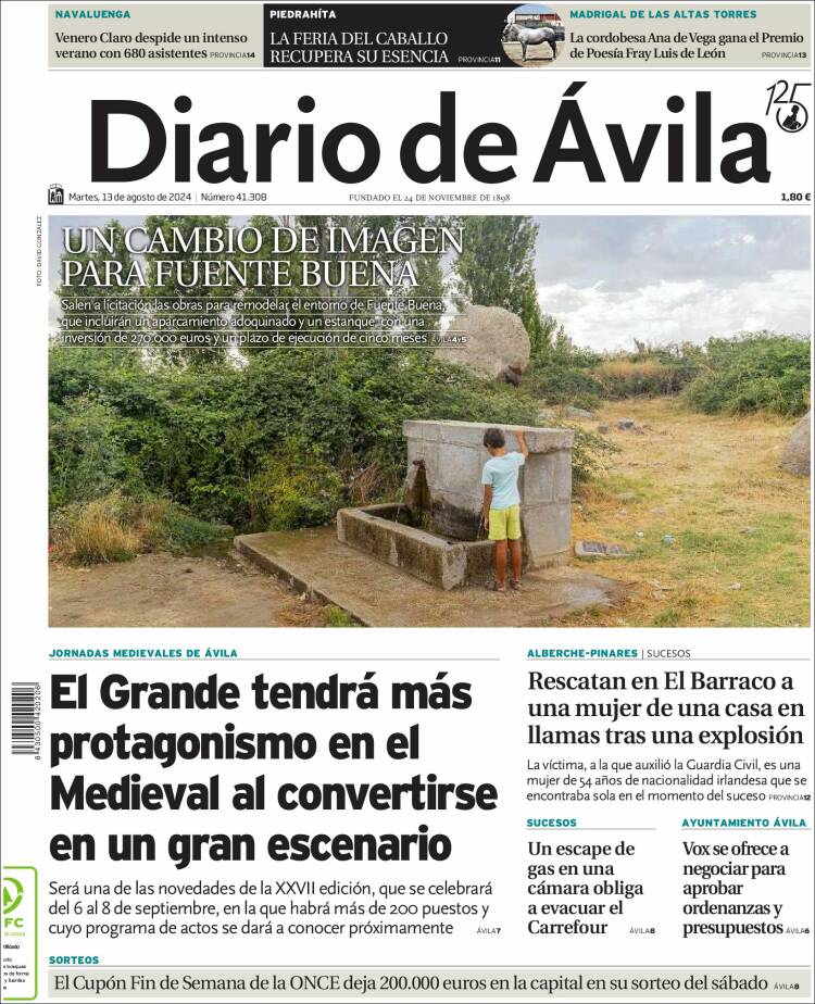 Portada de Diario de Ávila (España)