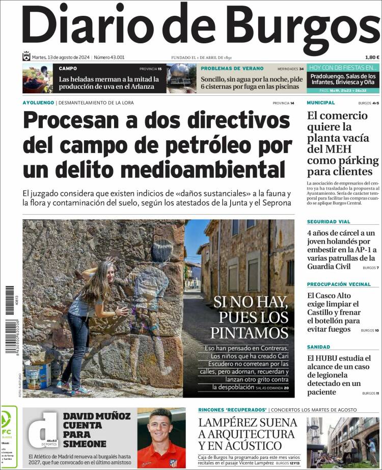 Portada de Diario de Burgos (España)