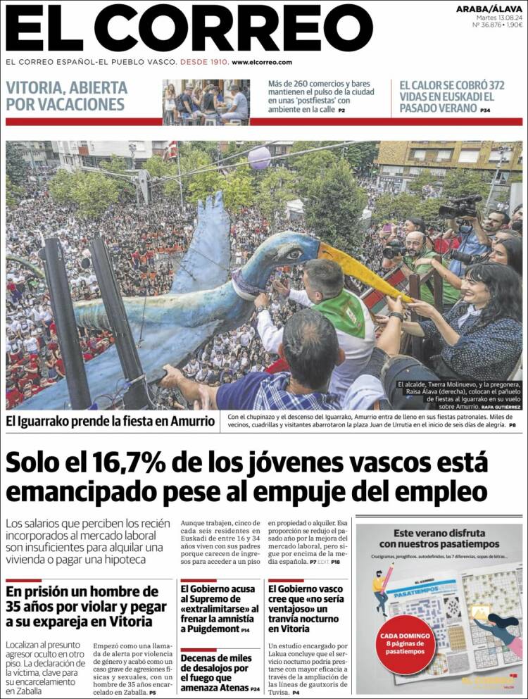 Portada de El Correo - Álava (España)