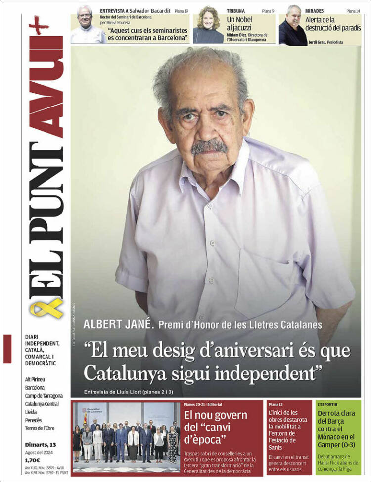 Portada de El Punt Avui (España)