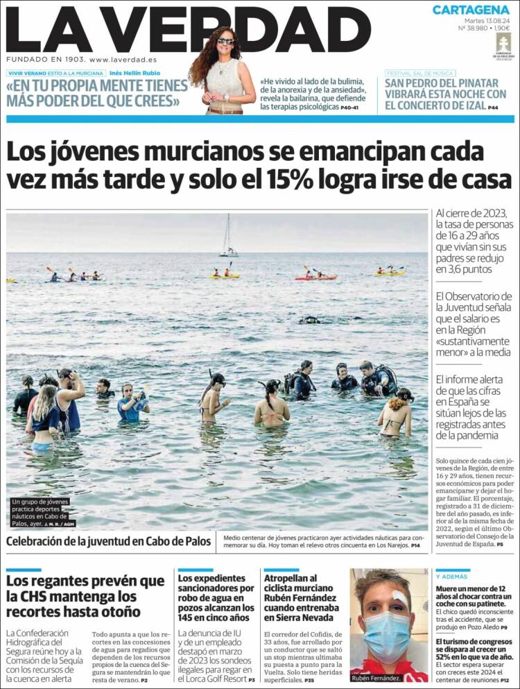 Portada de La Verdad de Cartagena (España)