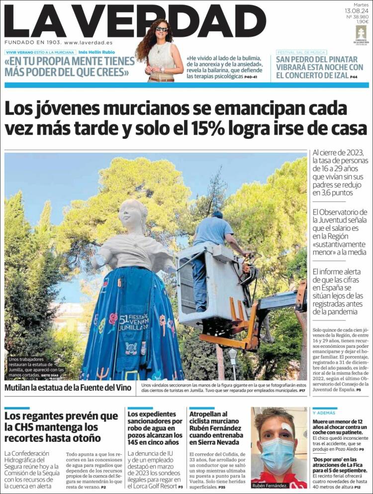 Portada de La Verdad de Murcia (España)