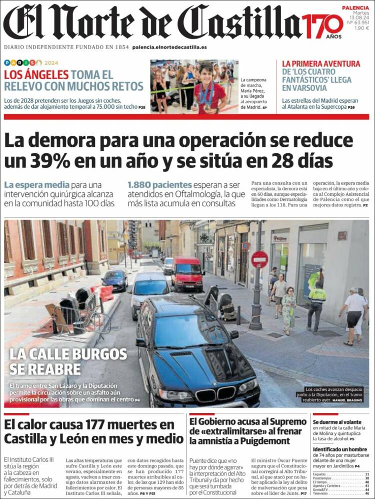 Portada de Norte de Castilla - Palencia (España)