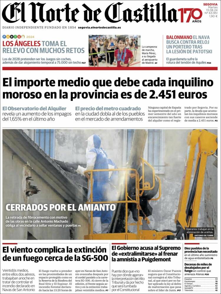 Portada de Norte de Castilla - Segovia (España)