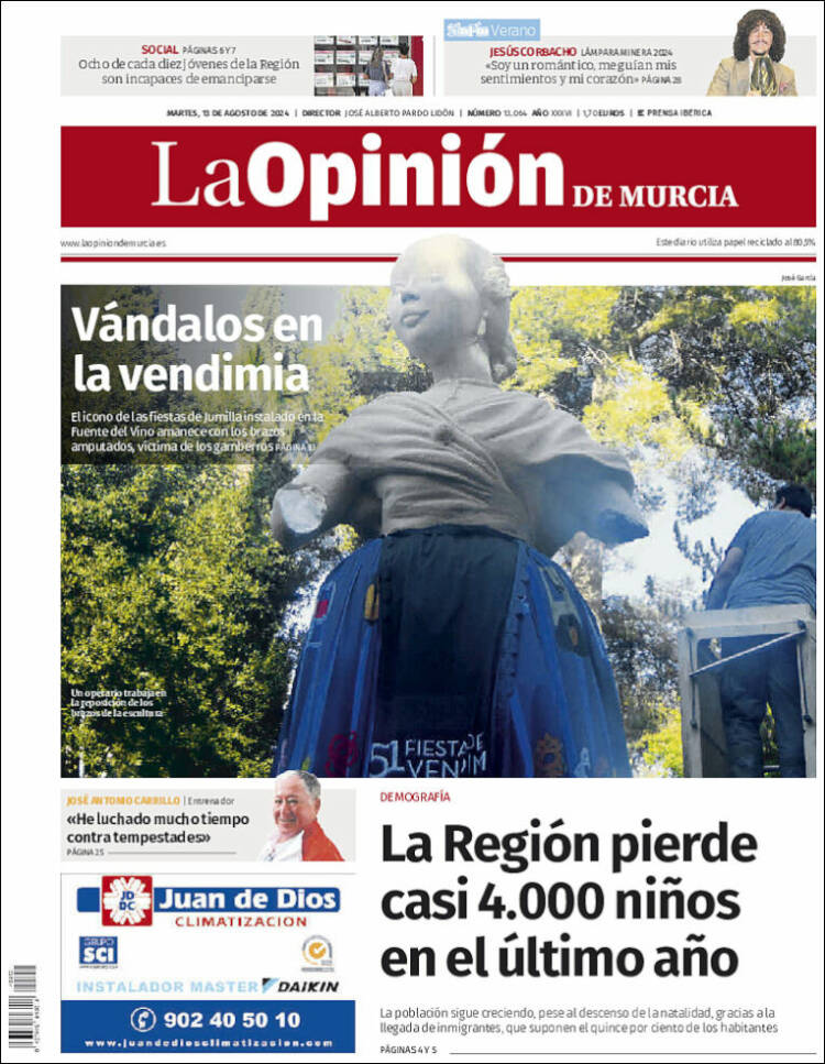 Portada de La Opinión de Murcia (España)