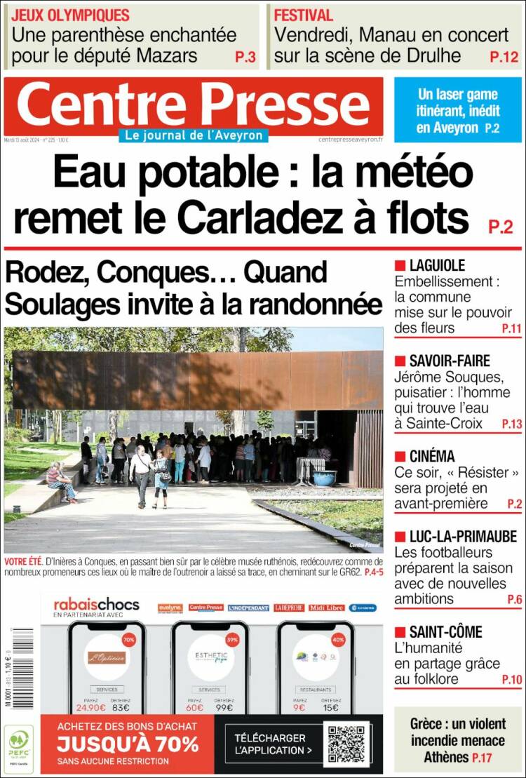 Portada de Centre Presse (Francia)