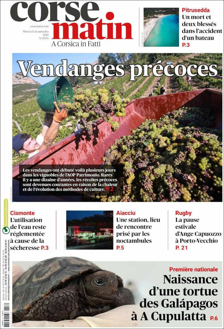 Portada de Corse-Matin (Francia)