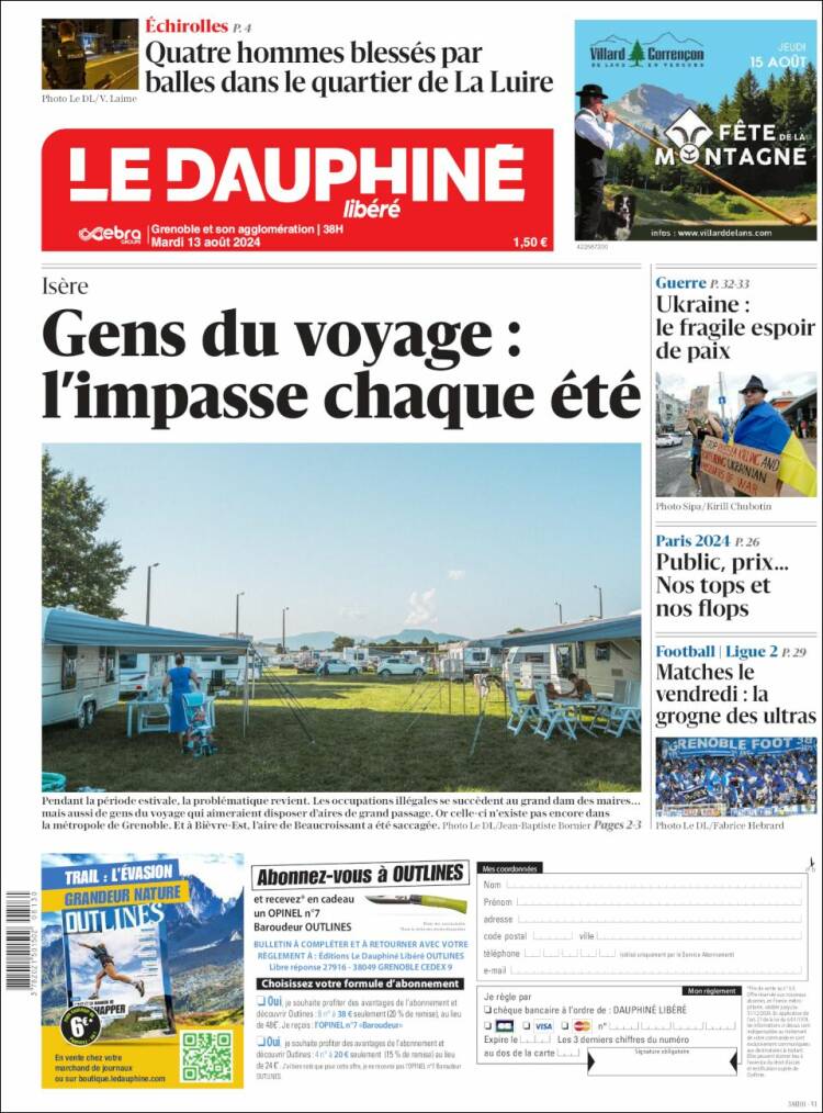 Portada de Le Dauphiné Libéré (Francia)