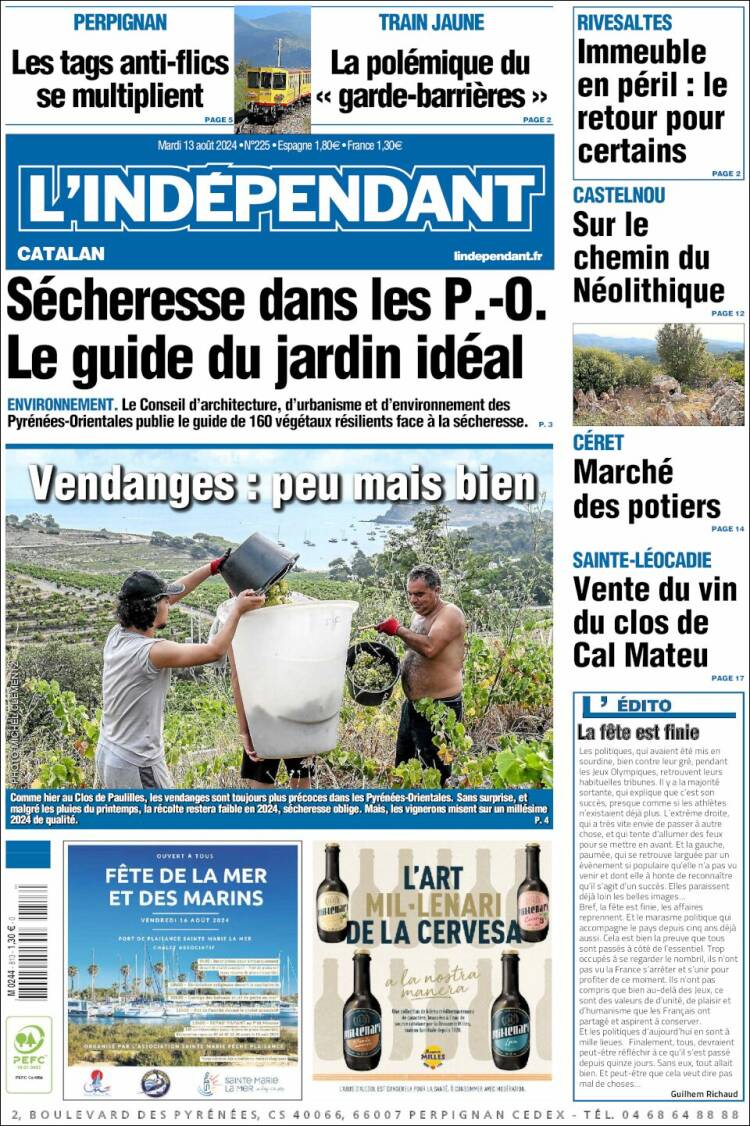 Portada de Le Indépendant (Francia)