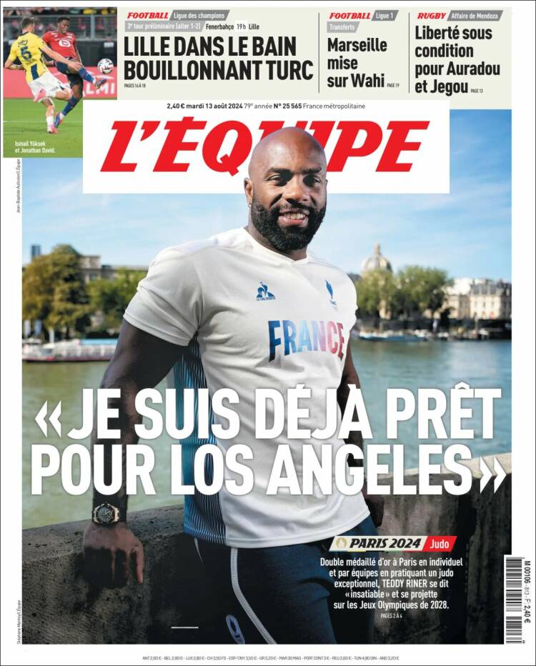 Portada de L'Equipe (Francia)