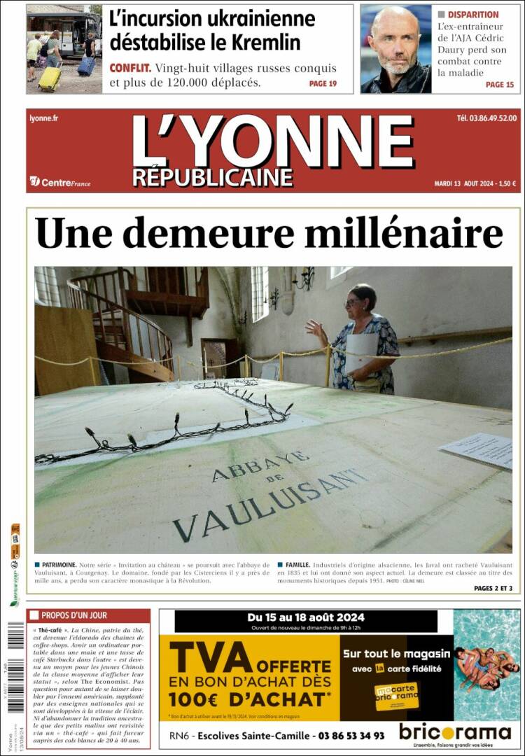 Portada de L'Yonne-Républicaine (Francia)