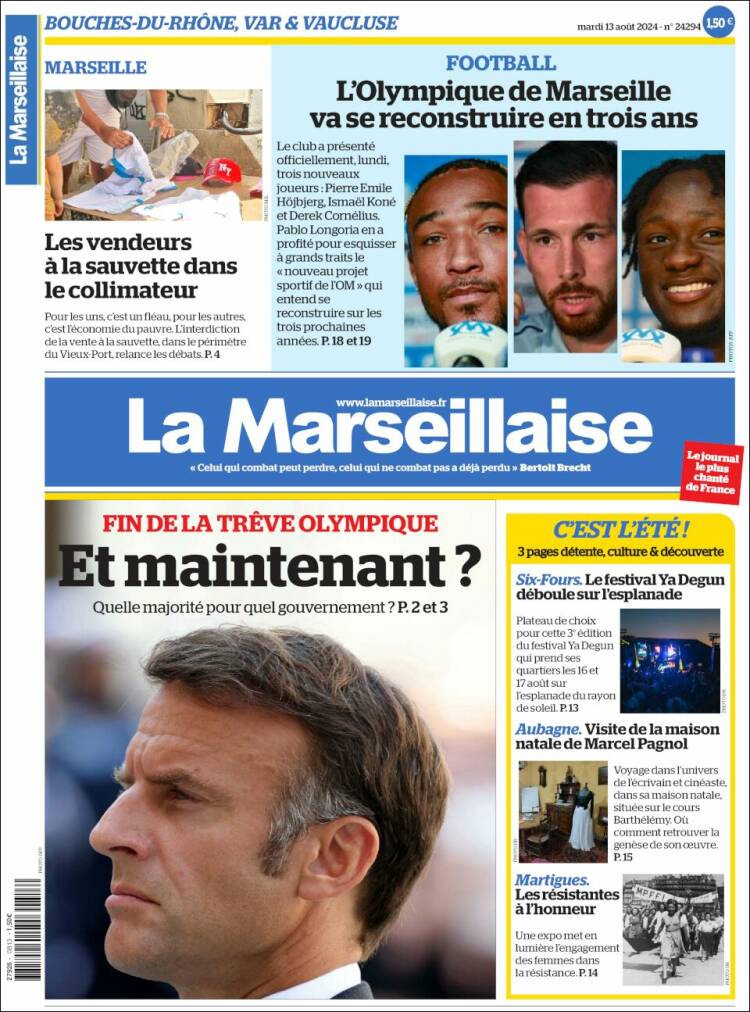 Portada de La Marseillaise (Francia)