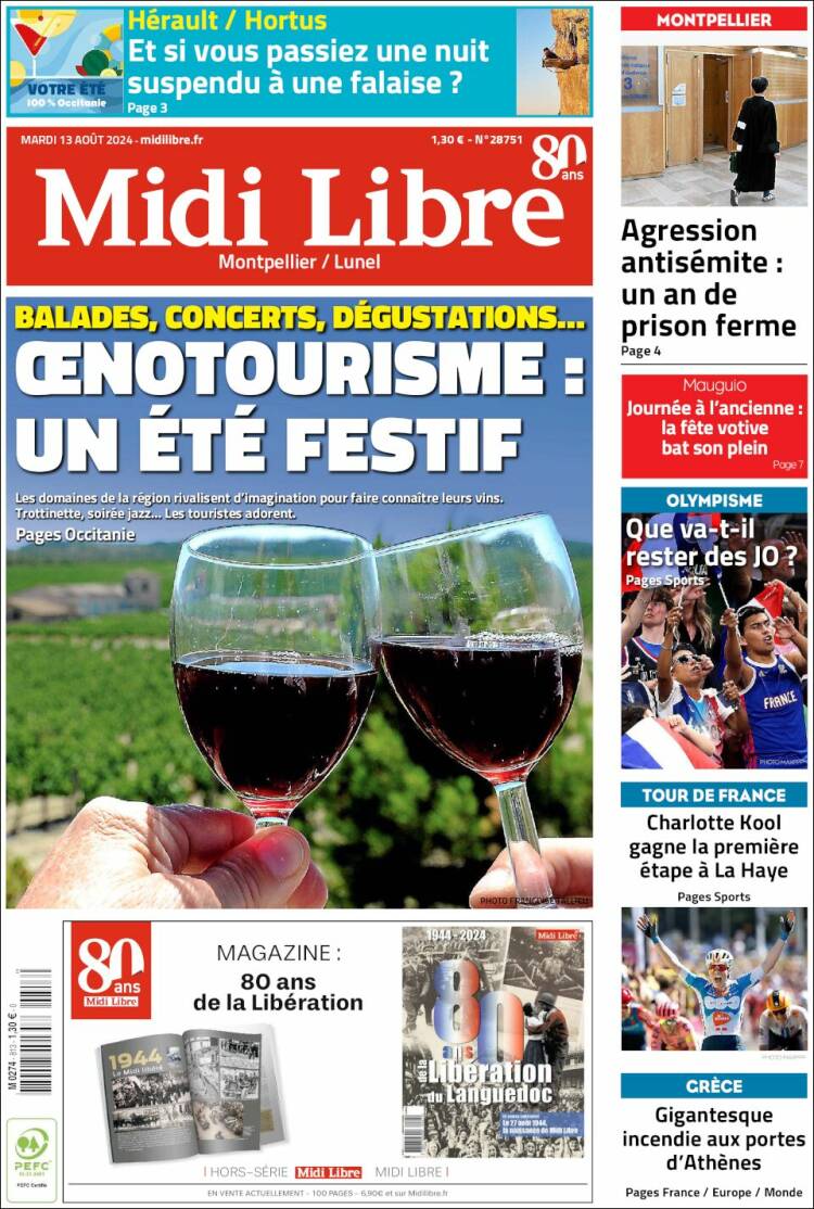 Portada de Midi Libre (Francia)