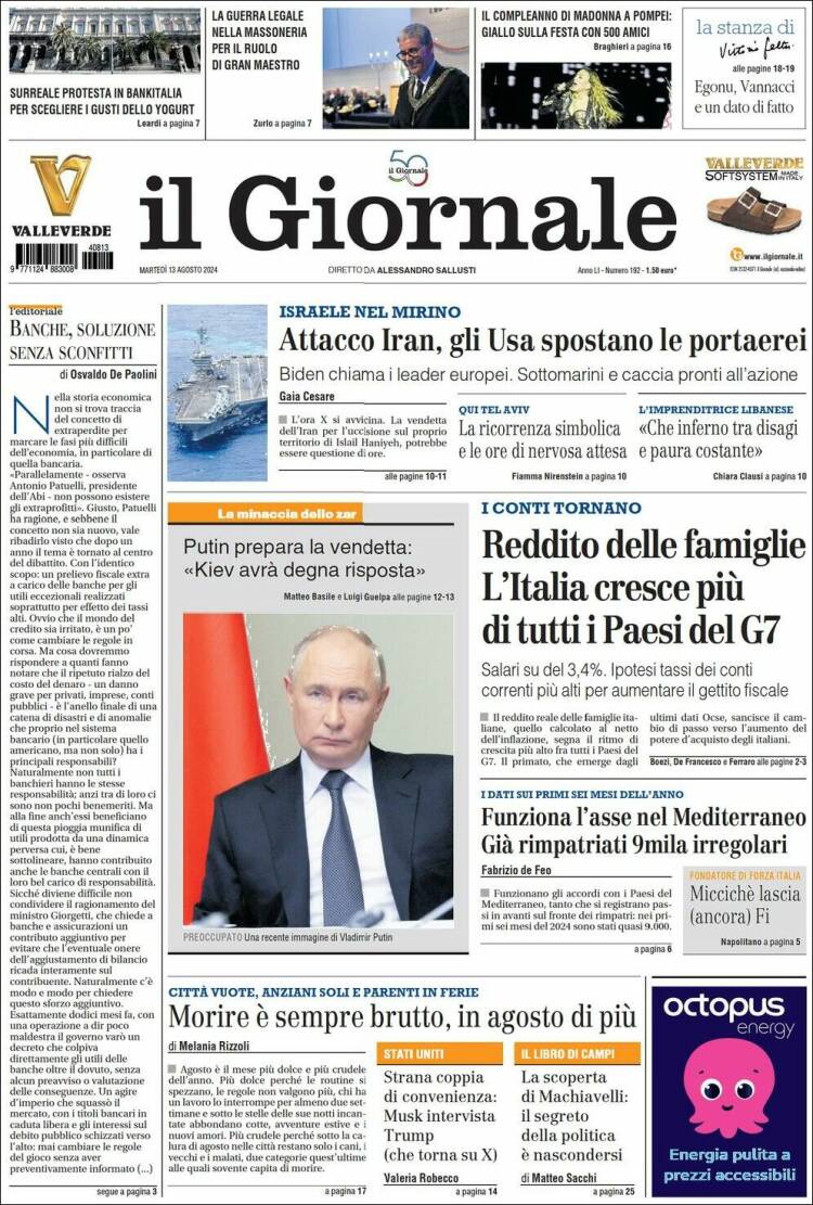 Portada de il Giornale (Italia)