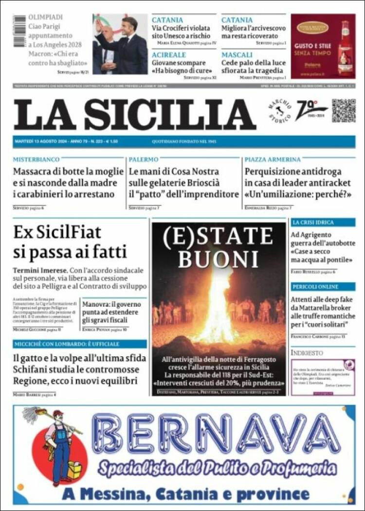 Portada de La Sicilia (Italia)