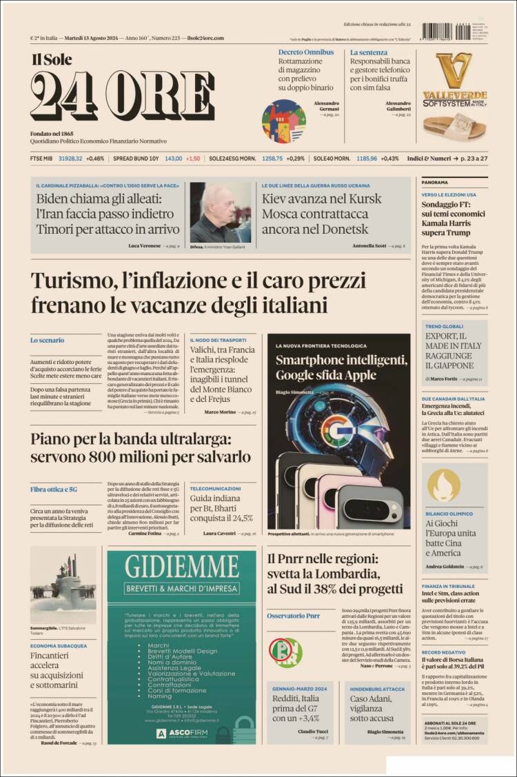 Portada de Il Sole 24 ORE (Italia)