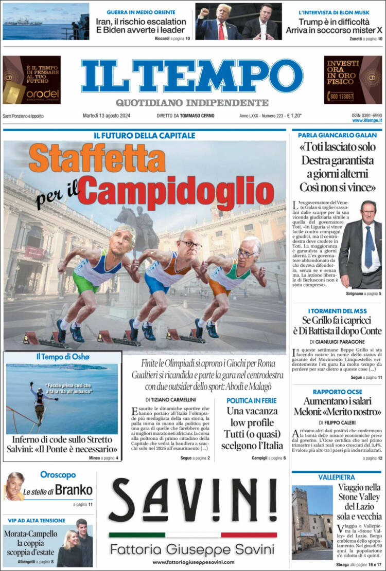 Portada de Il Tempo (Italia)