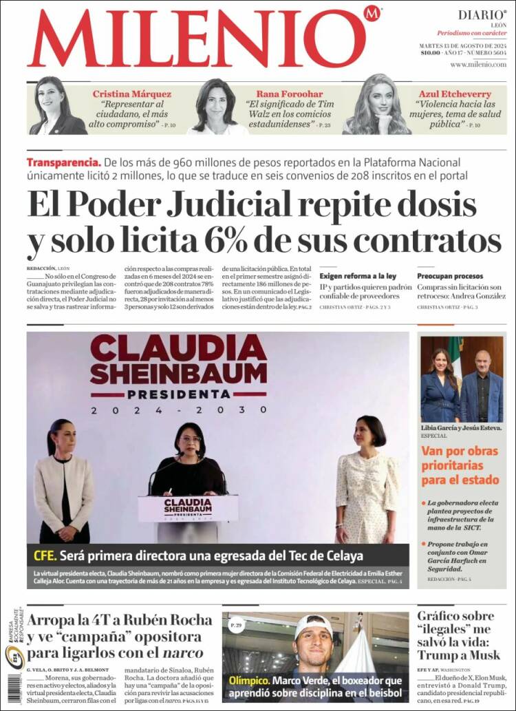 Portada de Milenio de León (México)