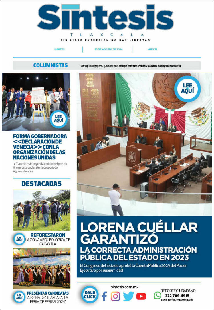 Portada de Síntesis de Tlaxcala (México)