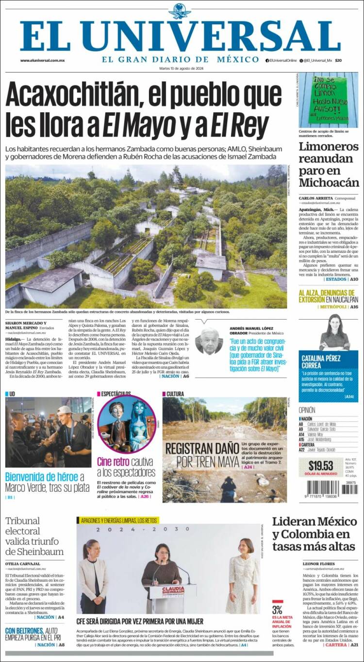 Portada de El Universal (México)