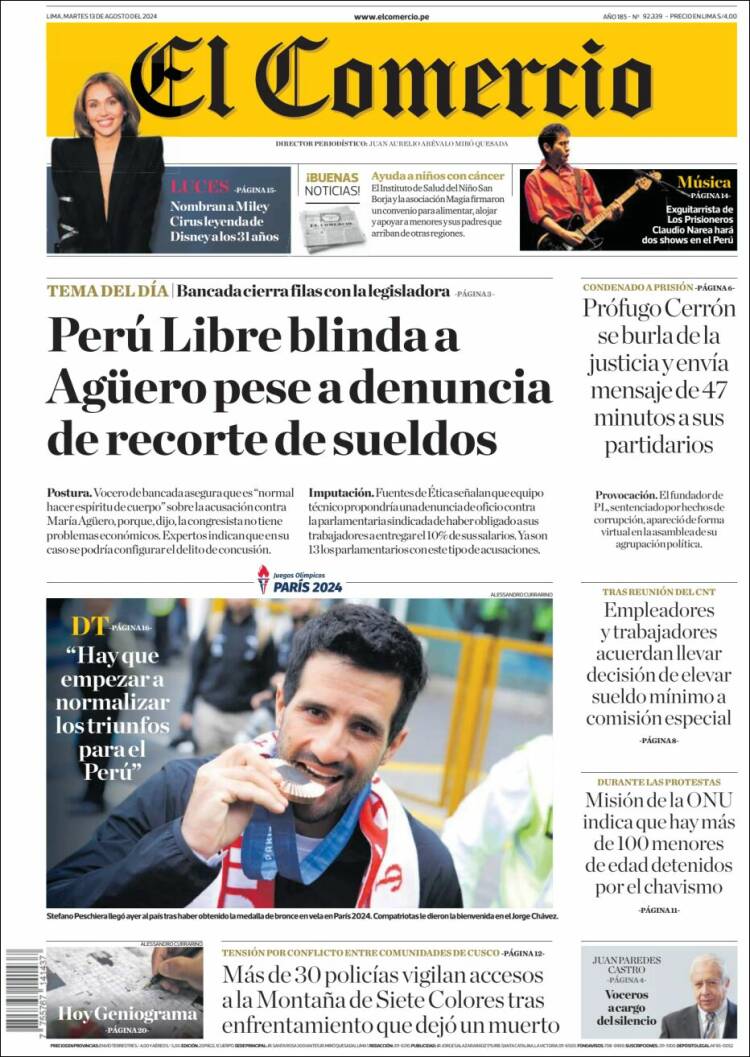 Portada de El Comercio (Perú)