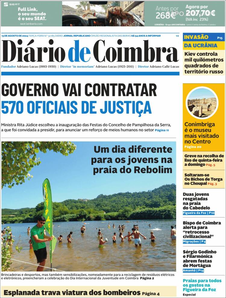 Portada de Diário de Coimbra (Portugal)